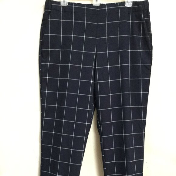Liz Claiborne Women Siz 10 Pull-on Ankle Pants Elastic Waist Black White Pockets - Picture 2 of 14